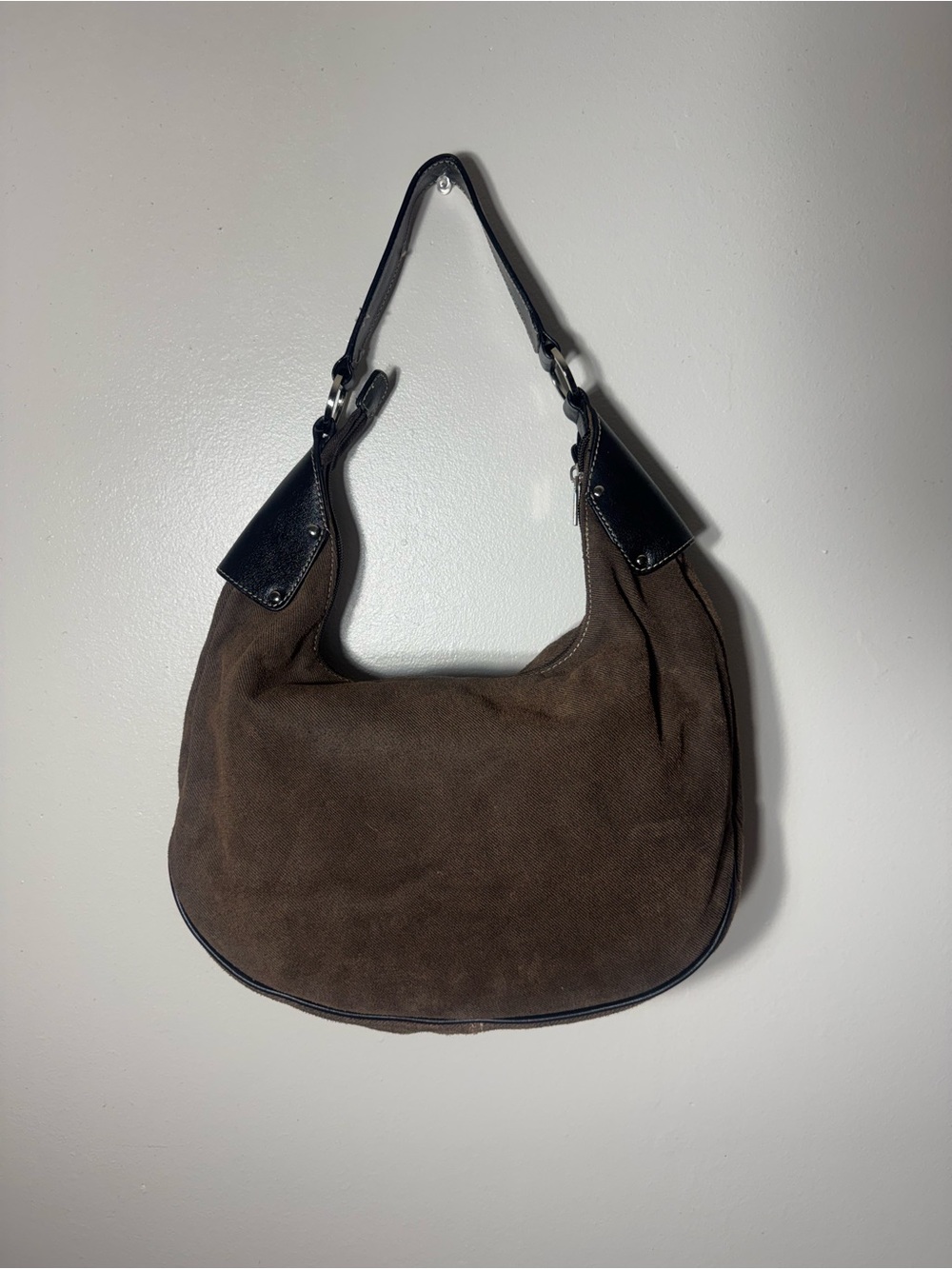 Y2K Franco Sarto Classic Brown Denim Hobo Shoulder Bag - Women's Hobo